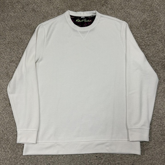 Robert Graham Sweatshirt Mens XL White Thermal Knit Skull Golf Pullover Logo - Picture 2 of 9